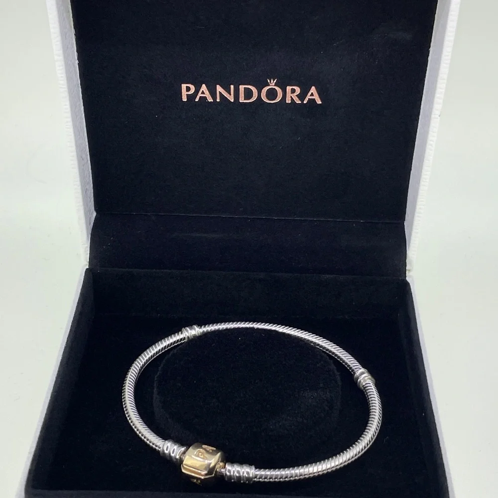Pandora Sterling Silver w/ 14K Gold Clasp 590702HG - Picture 8 of 16
